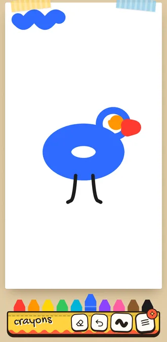 在 Doodle Alive 里用蜡笔画一只小鸟